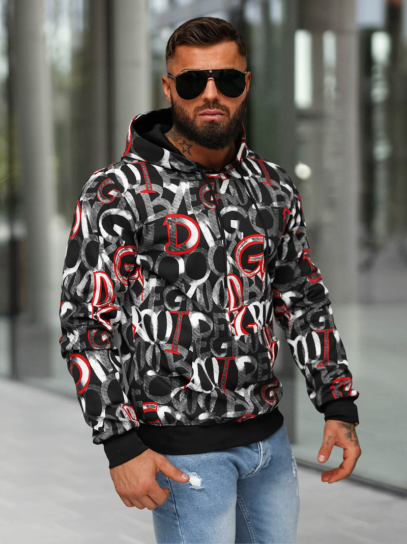 Muška dukserica s kapuljačomcrna OZONEE JS/8B1237/3