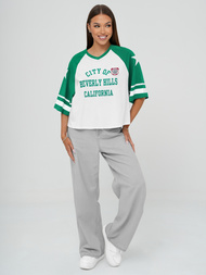 Ženska majica bijelo-zelena OZONEE JS/R62493