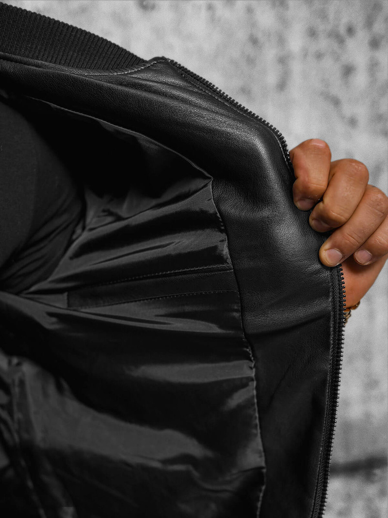 Muška kožna jakna crna OZONEE JS/11Z8107