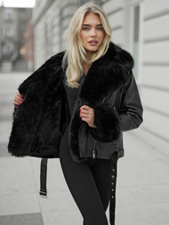 Ženska Kožna Jakna Crna OZONEE JS/61M8507/392AZ