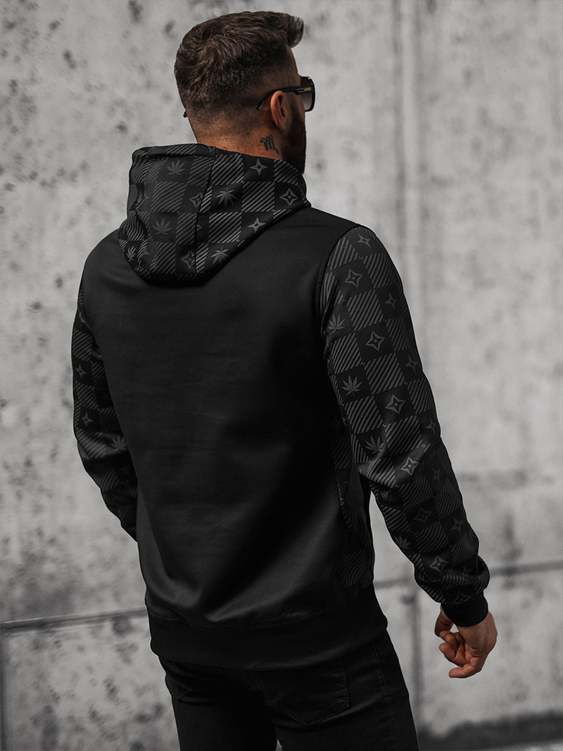 Muška dukserica s kapuljačom crna OZONEE O/B265