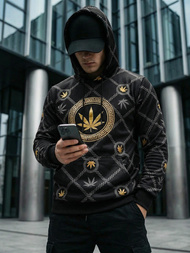 Muška dukserica s kapuljačom crna OZONEE O/B267Z