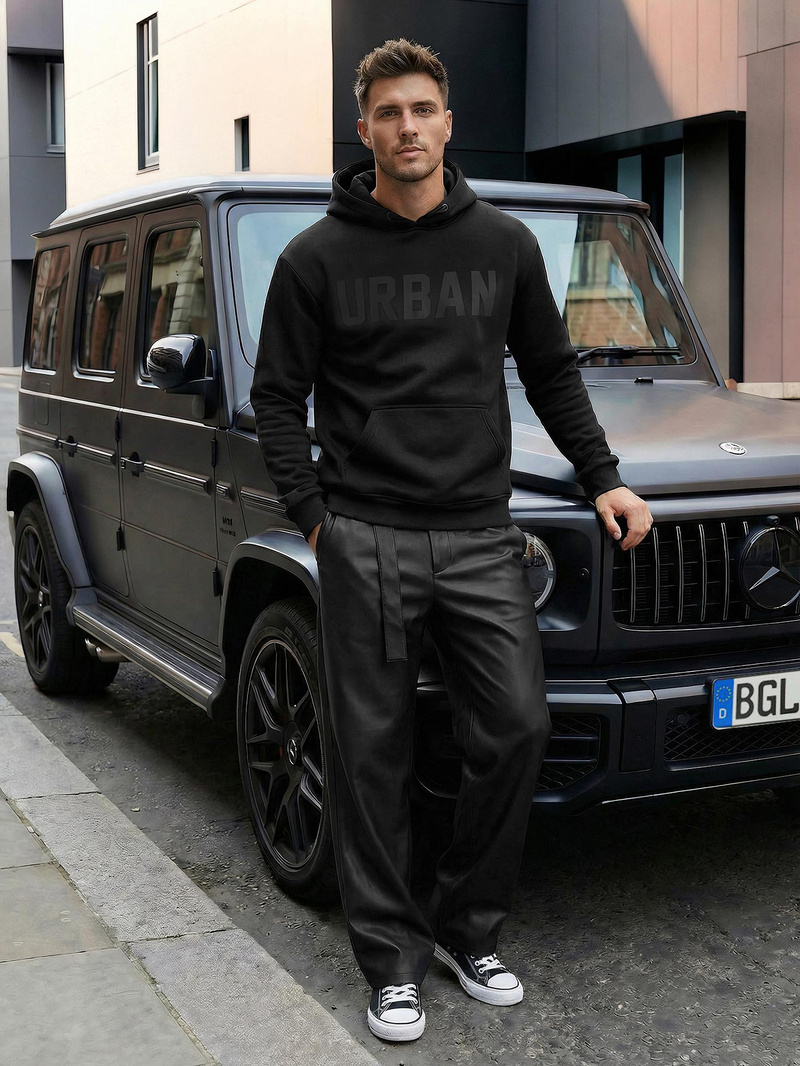 Muška dukserica s kapuljačom crna OZONEE JS/8B1990/3