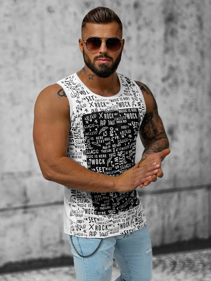 Muška majica bez rukava bijela OZONEE O/T103/1