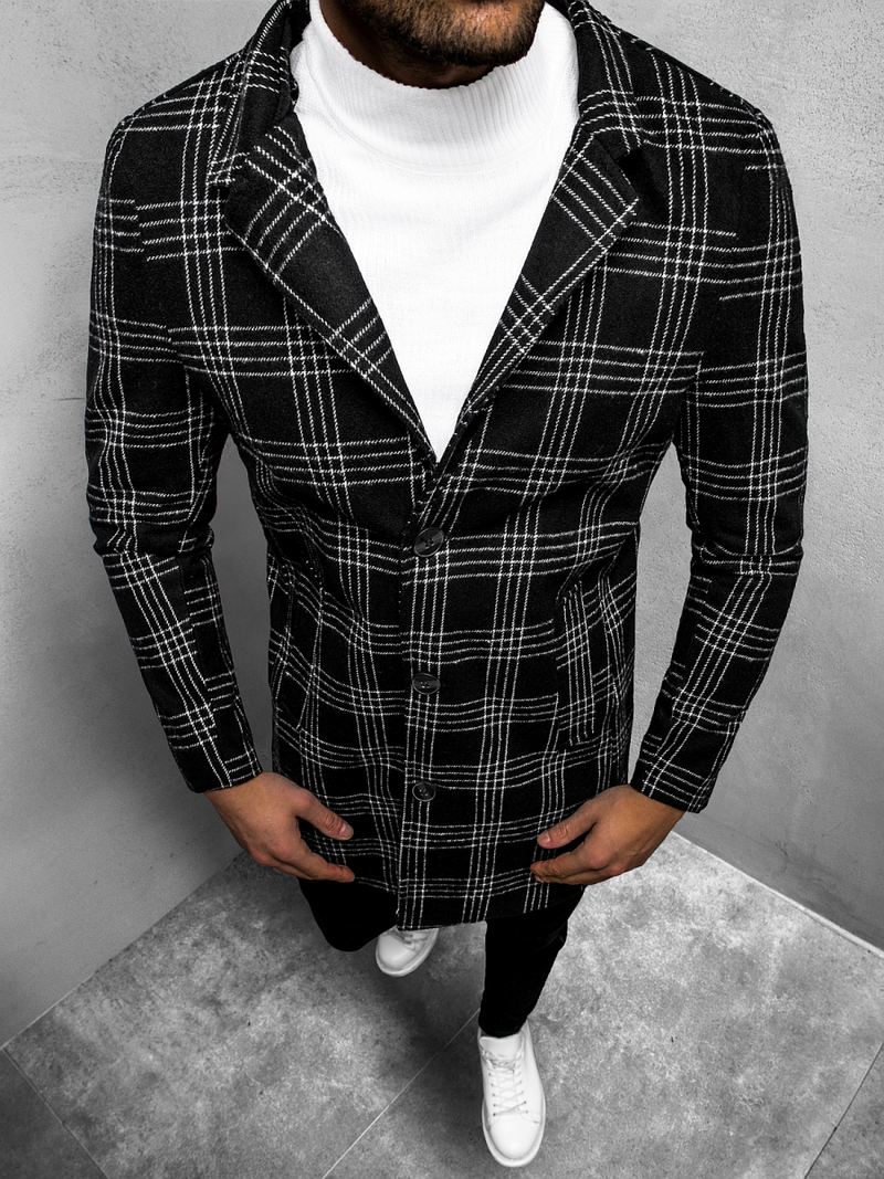 Muški kaput Crno-bijeli OZONEE O/5628