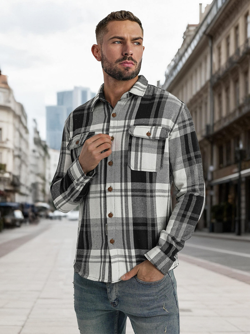 Muška košulja crno-bijela OZONEE NB/MC728N/3