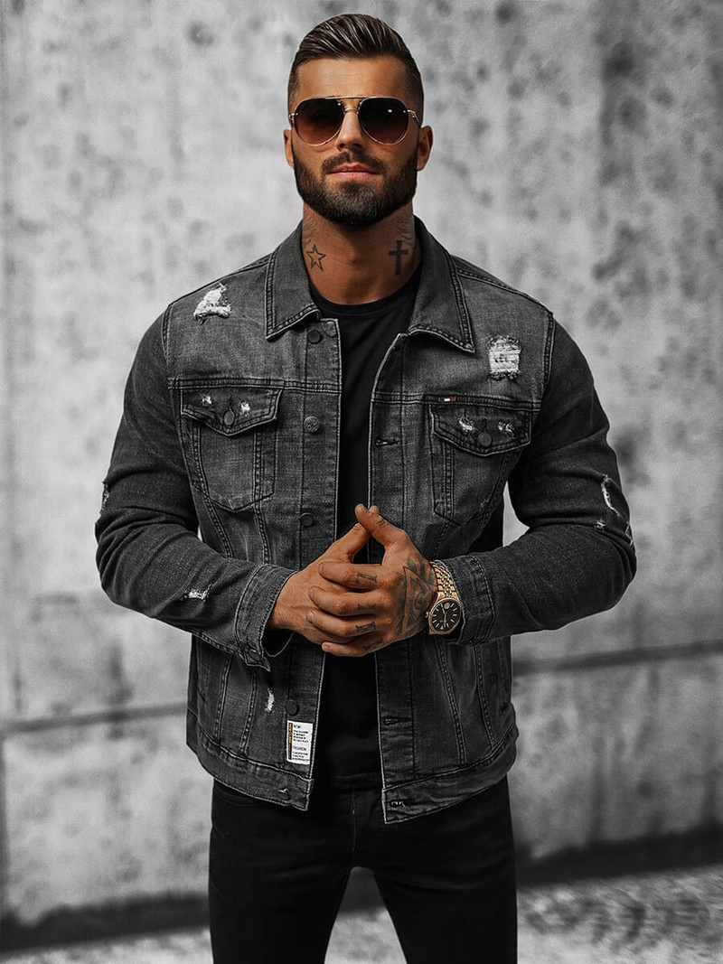 Muška traper jakna crna OZONEE NB/MJ515N