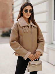 Ženska Kožna Jakna Bež OZONEE JS/11Z8176