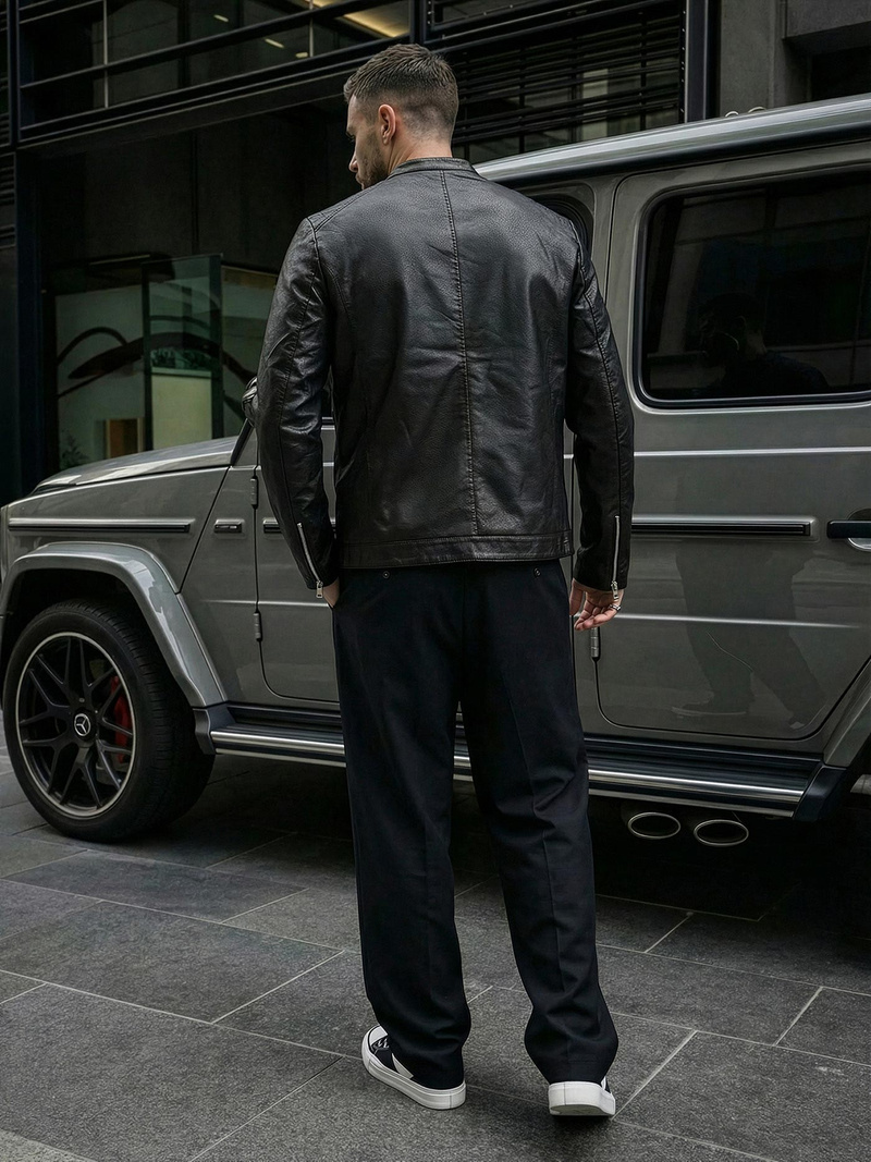 Muška kožna jakna crna OZONEE JS/11Z8021