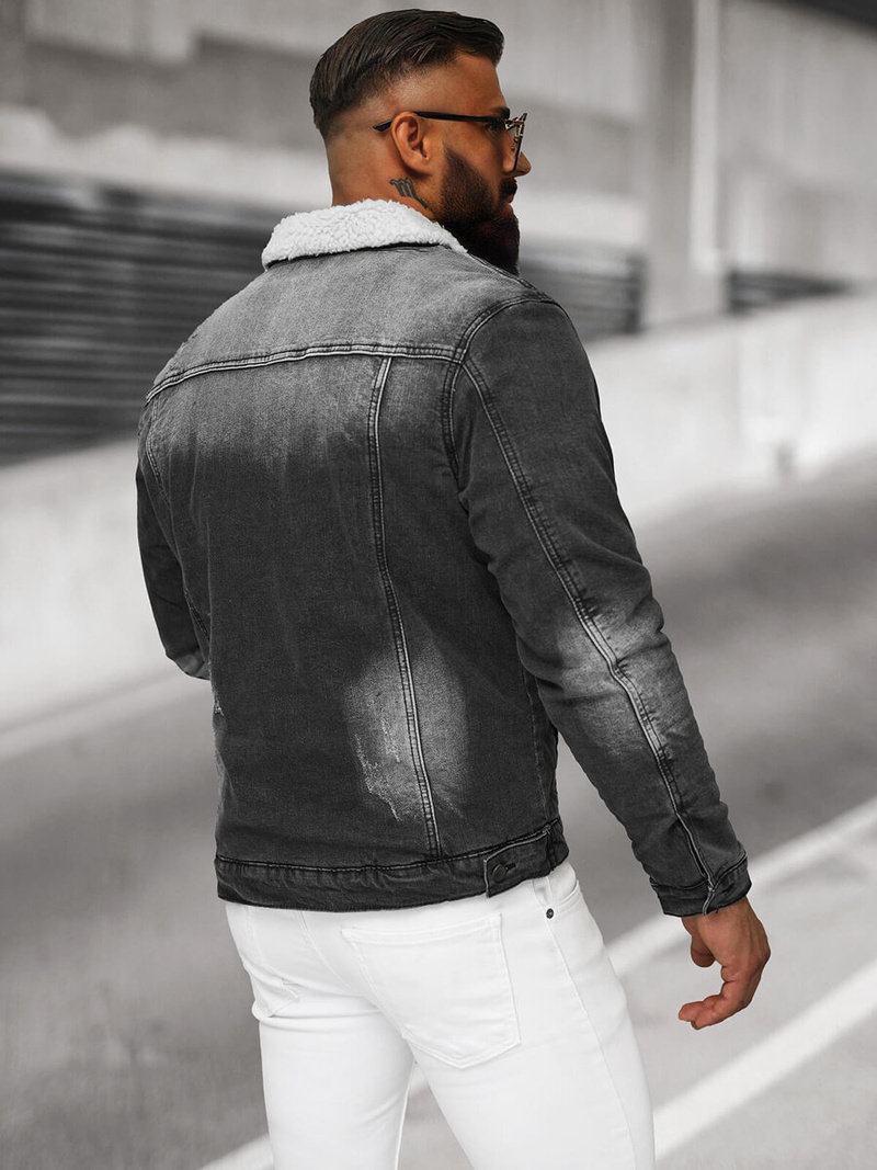 Muška traper jakna šerpa crna OZONEE NB/MJ513N