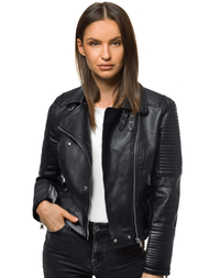 Ženska kožna jakna Crna OZONEE YD/BF5935303