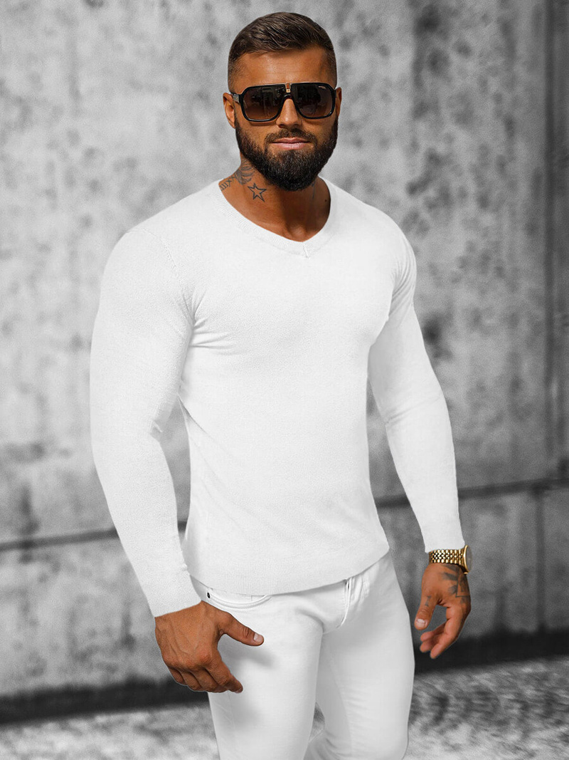 Muški Džemper Bijeli OZONEE NB/MMB601/1Z