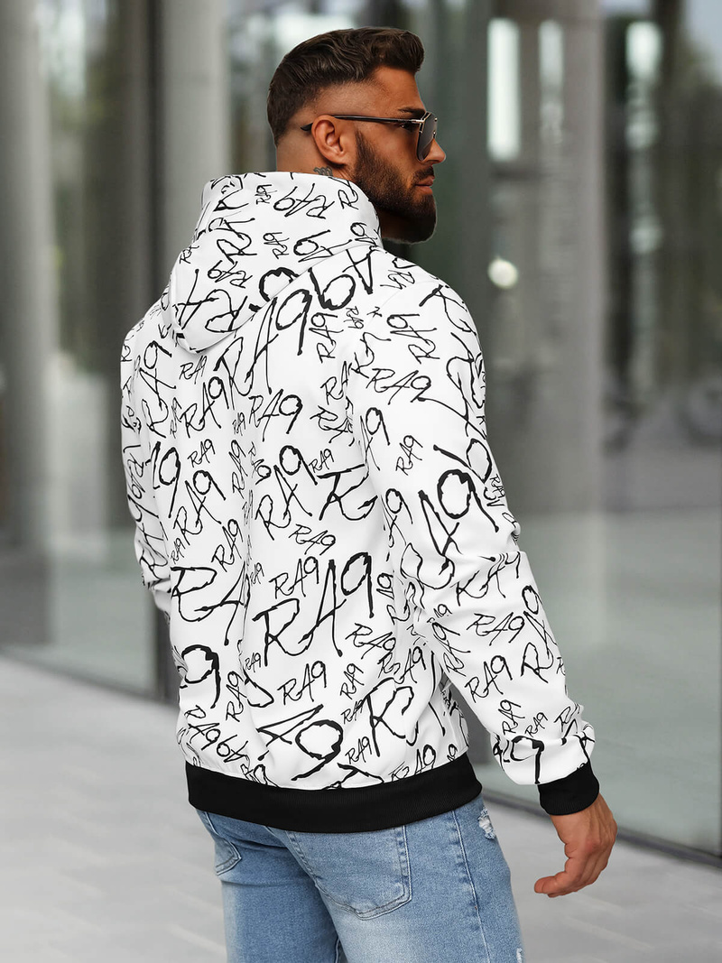 Muška dukserica s kapuljačom bijela OZONEE JS/8B1253/1