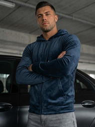 Muška od velura dukserica s kapuljačom modri OZONEE JS/8B1168/25Z