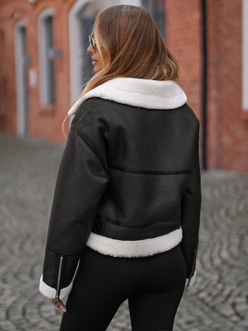 Ženska Kožna Jakna Crna OZONEE JS/11Z8256