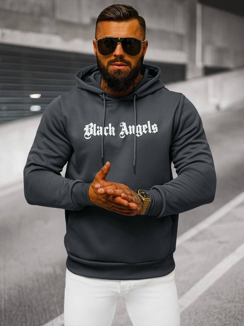 Muška dukserica s kapuljačom grafitna OZONEE JS/27B6509/5