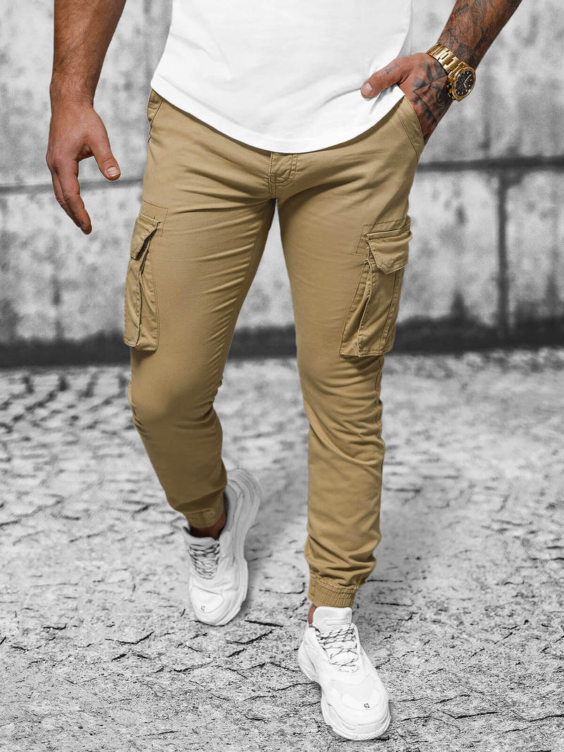 Muške chino jogger hlače bež OZONEE NB/MP0202K