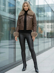 Ženska Kožna Jakna Čokolada OZONEE JS/61M8513/158