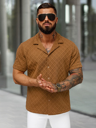 Muška košulja kratkih rukava smeđa OZONEE O/B2257