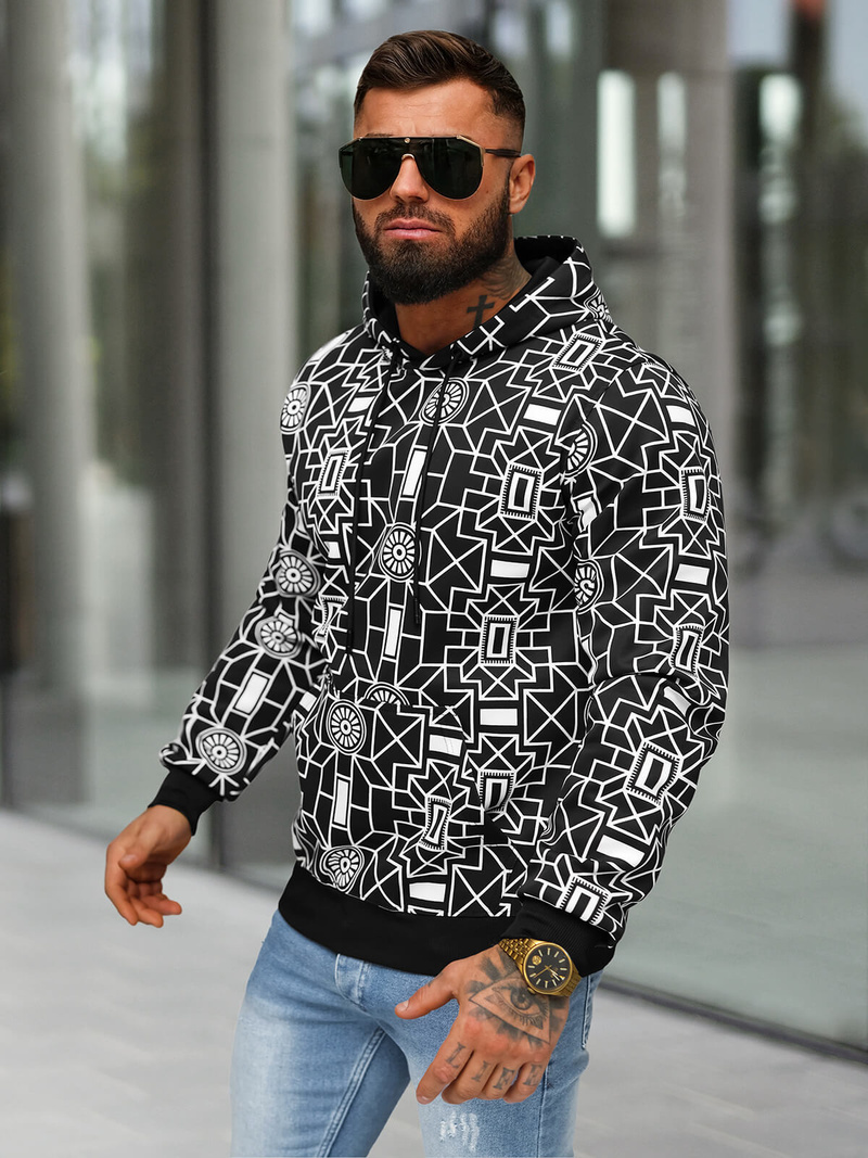 Muška dukserica s kapuljačomcrna OZONEE JS/8B1236/3