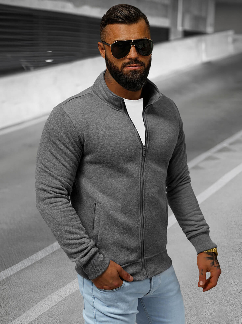 Muška dukserica s patentom tamnosiva OZONEE JS/2002Z