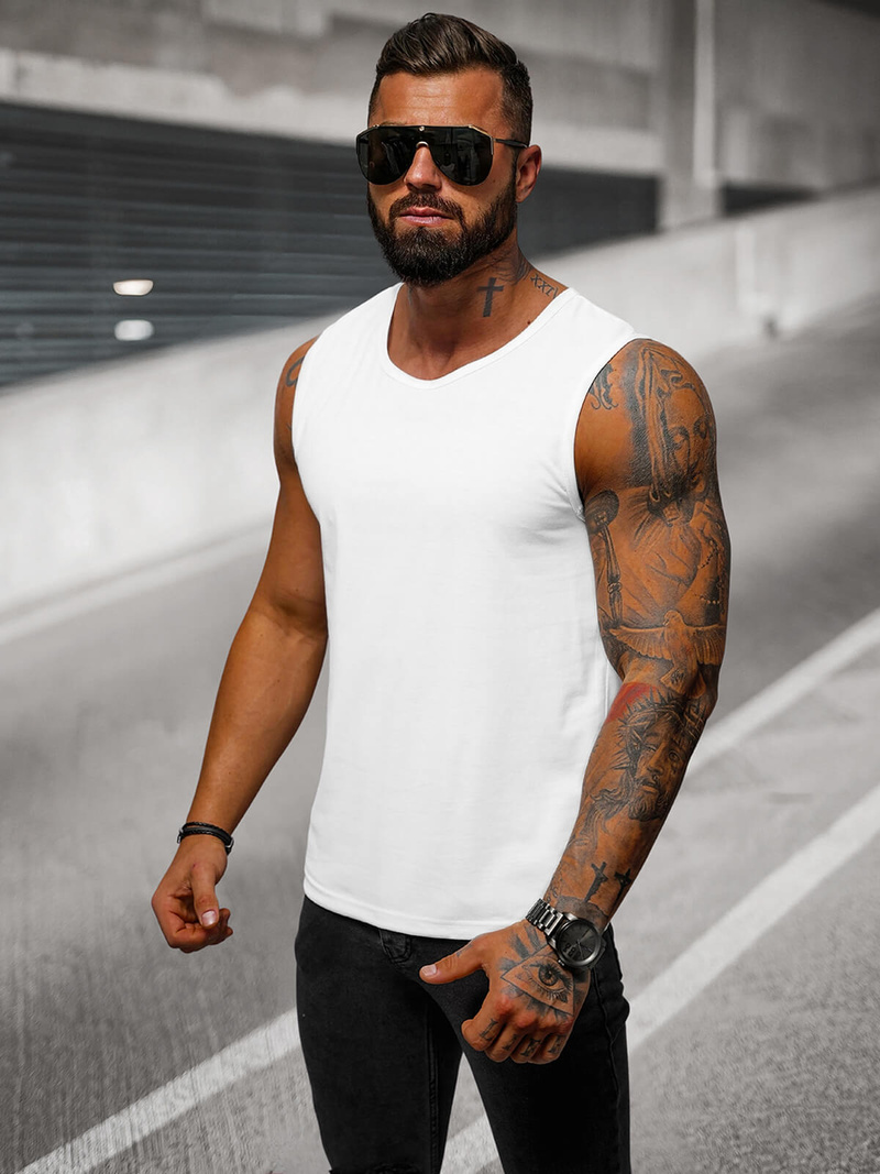 Muška majica bez rukava bijela OZONEE JS/99001Z