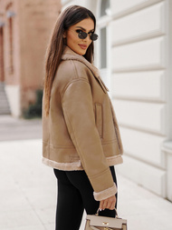 Ženska Kožna Jakna Bež OZONEE JS/11Z8176