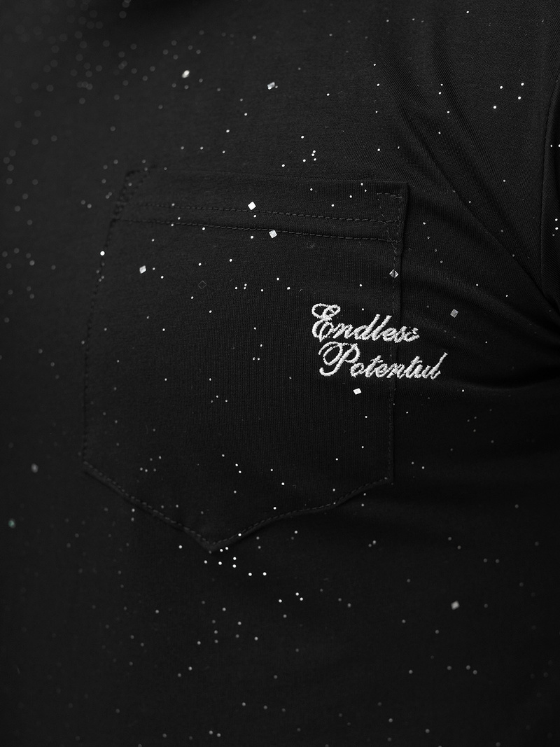 Muška Majica Crna OZONEE O/QQ1387