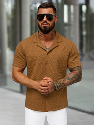 Muška košulja kratkih rukava smeđa OZONEE O/B2256