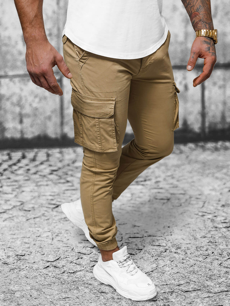 Muške chino jogger hlače bež OZONEE NB/MP0202K