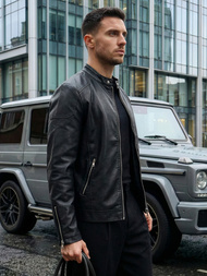 Muška kožna jakna crna OZONEE JS/11Z8027