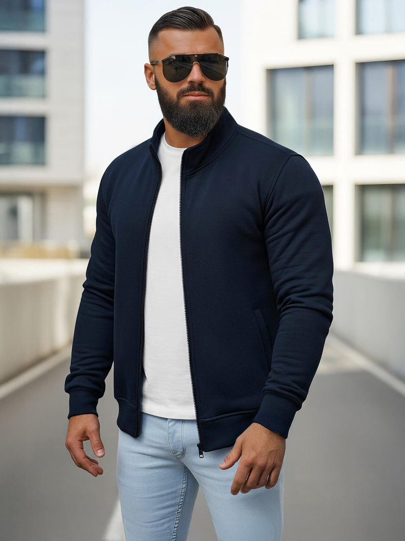 Muška dukserica s patentom modra OZONEE JS/2002