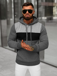 Muška dukserica s kapuljačom grafitna OZONEE JS/8B1312/5