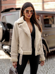 Ženska Kožna Jakna Bež OZONEE JS/11Z8177