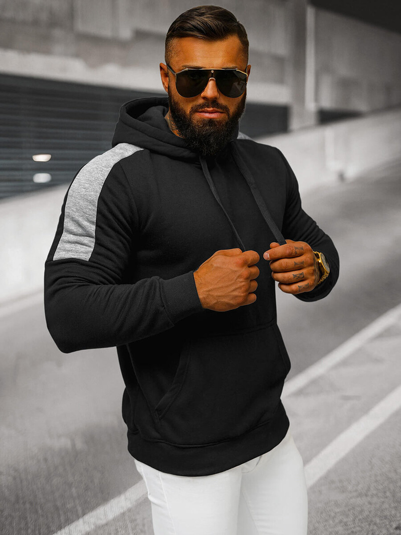 Muška dukserica s kapuljačom crna OZONEE JS/8B1311/3