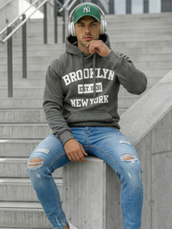 Muška dukserica s kapuljačom grafitna OZONEE JS/8B1767/5Z