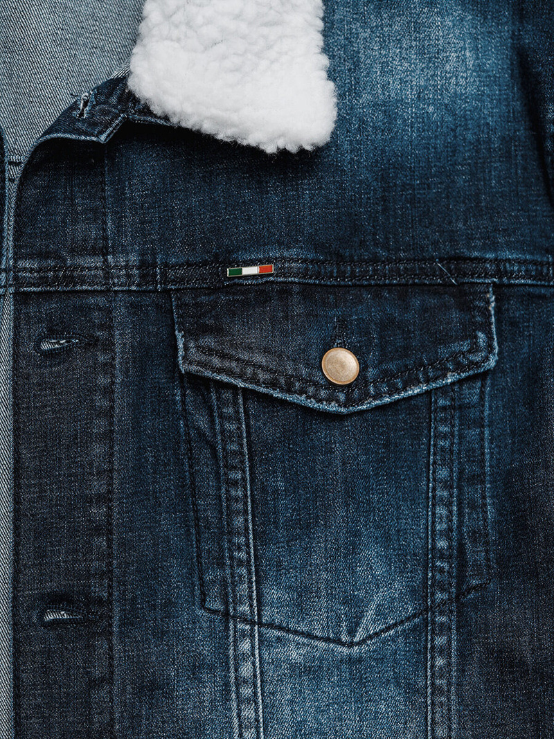 Muška traper jakna šerpa tamnoplava OZONEE NB/MJ516BSZ