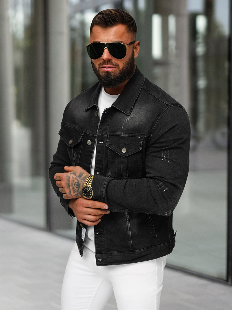 Muška traper jakna crna OZONEE NB/MJ514N