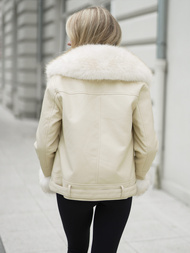 Ženska Kožna Jakna Ecru OZONEE JS/61M8507/280Z