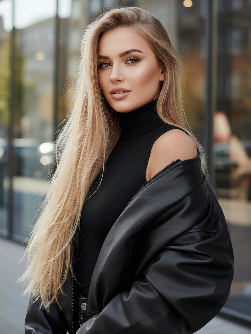 Ženska Kožna Jakna Crna OZONEE JS/11Z8281