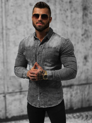 Muška traper košulja siva OZONEE NB/MC712G