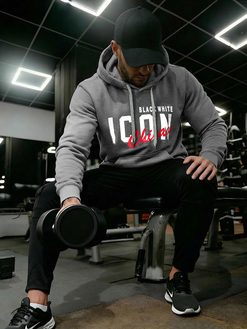 Muška dukserica s kapuljačom grafitna OZONEE JS/8B1736/5