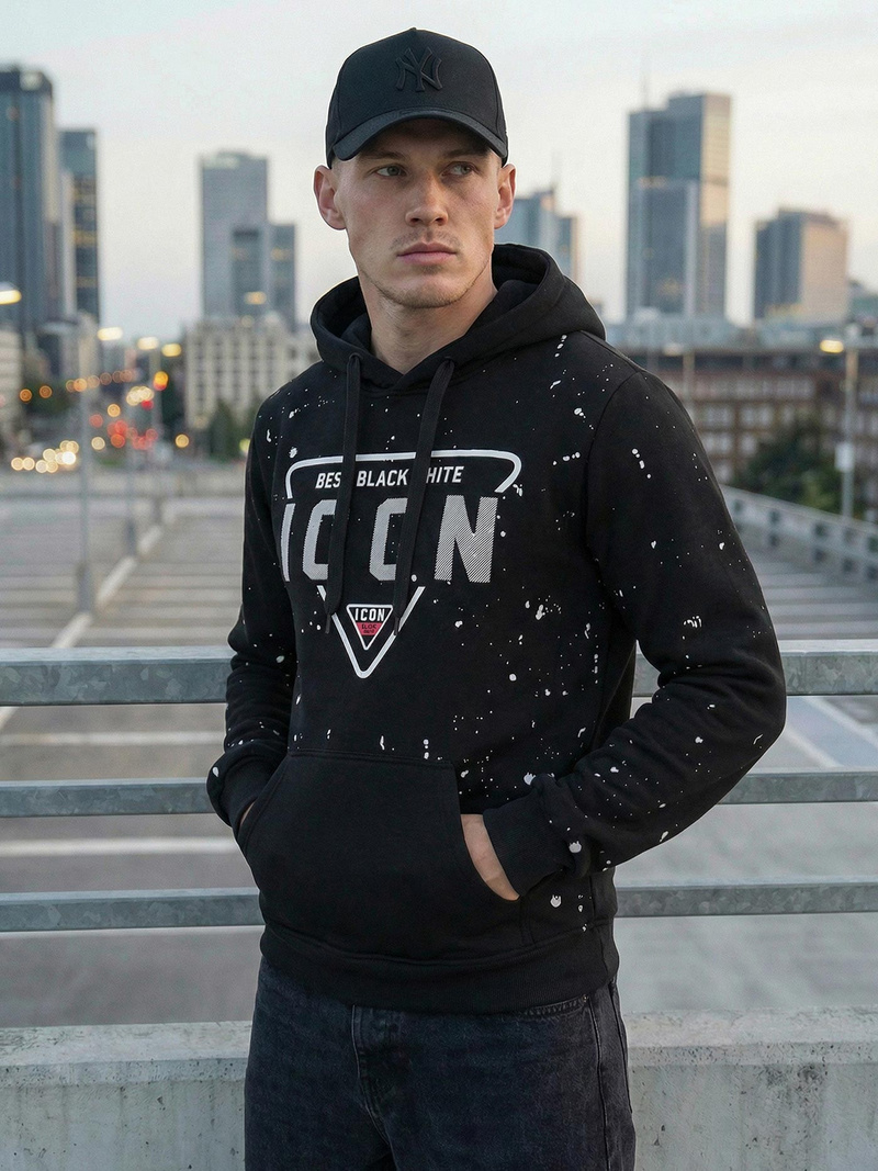 Muška dukserica s kapuljačom crna OZONEE JS/8B1737/3Z