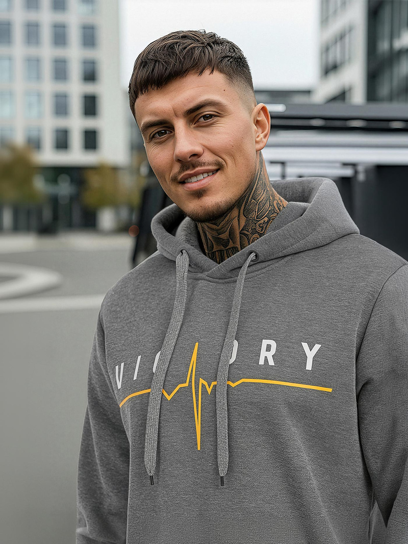 Muška dukserica s kapuljačom grafitna OZONEE JS/8B1757/5