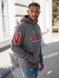 Muška dukserica s kapuljačom grafitna OZONEE JS/8B1739/5