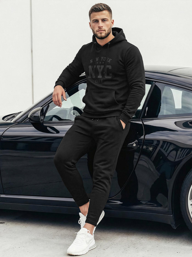 Muška dukserica s kapuljačom crna OZONEE JS/8B1971/3