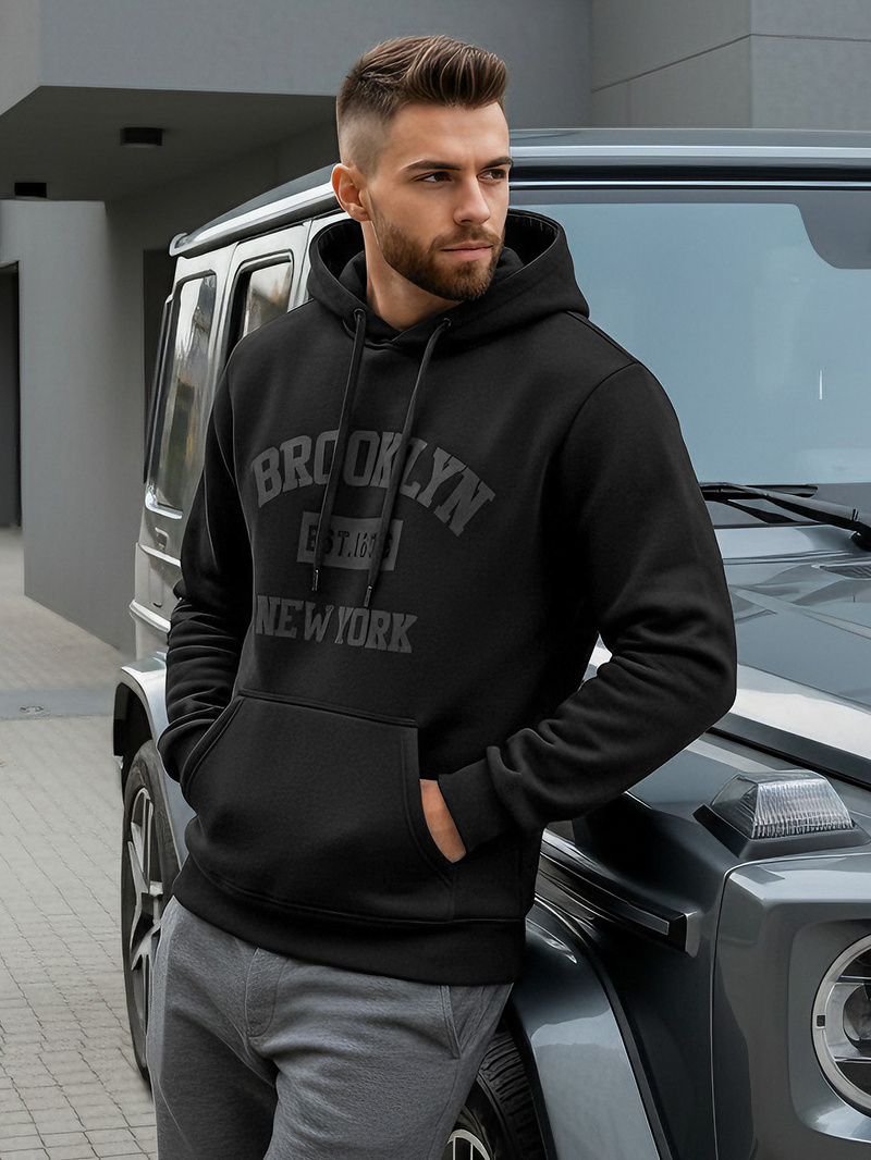 Muška dukserica s kapuljačom crna OZONEE JS/8B1969/3