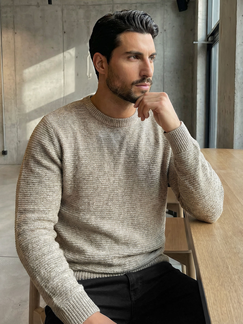 Muški džemper bež OZONEE JS/59B3600/155