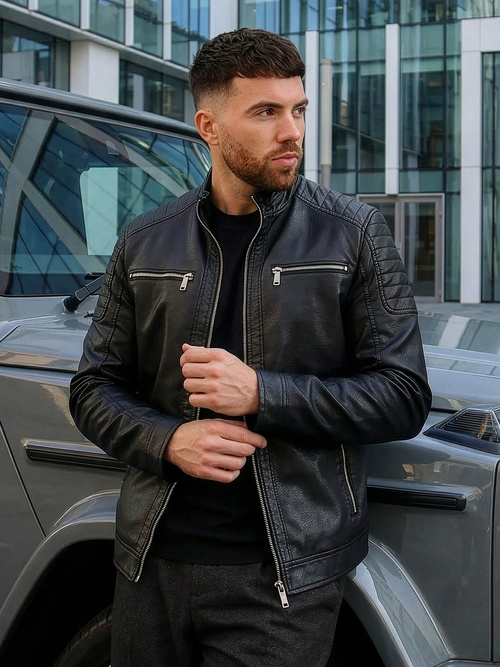 Muška kožna jakna crna OZONEE JS/11Z8137
