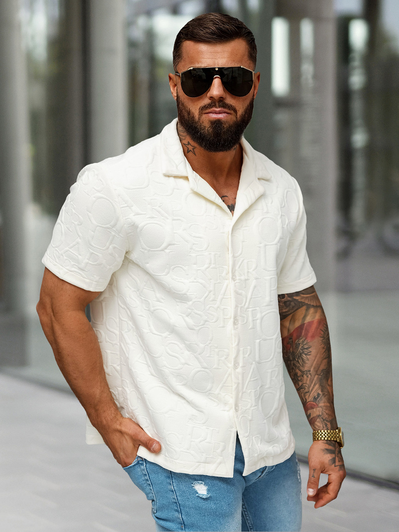 Muška košulja kratkih rukava ecru OZONEE O/B2256